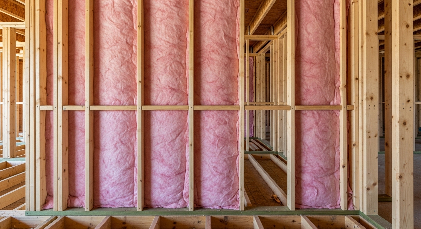 new insulation installed in new construction house